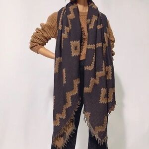 Wilfred Diamond Mosaic Pattern Scarf in Black and Brown